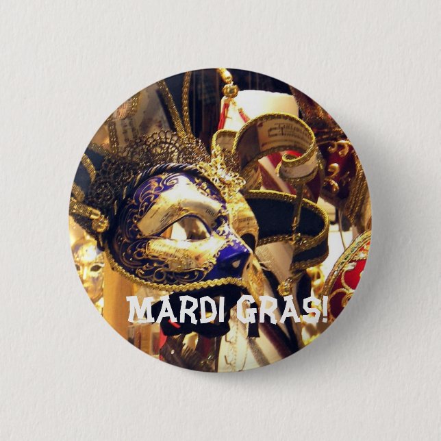 Karneval maskiert Knopf Button (Vorderseite)