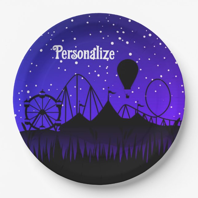 Karneval Nacht Sommermesse schwarz blau Pappteller (Vorderseite)