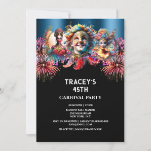 Karneval Nacht Zirkus Feuerwerk Masquerade blau Einladung