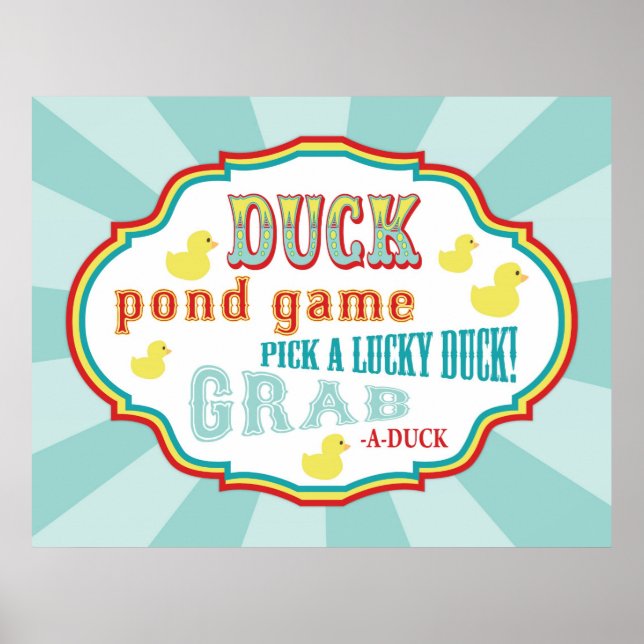 Karneval oder Circus Duck Pond Game Sign Poster (Vorne)