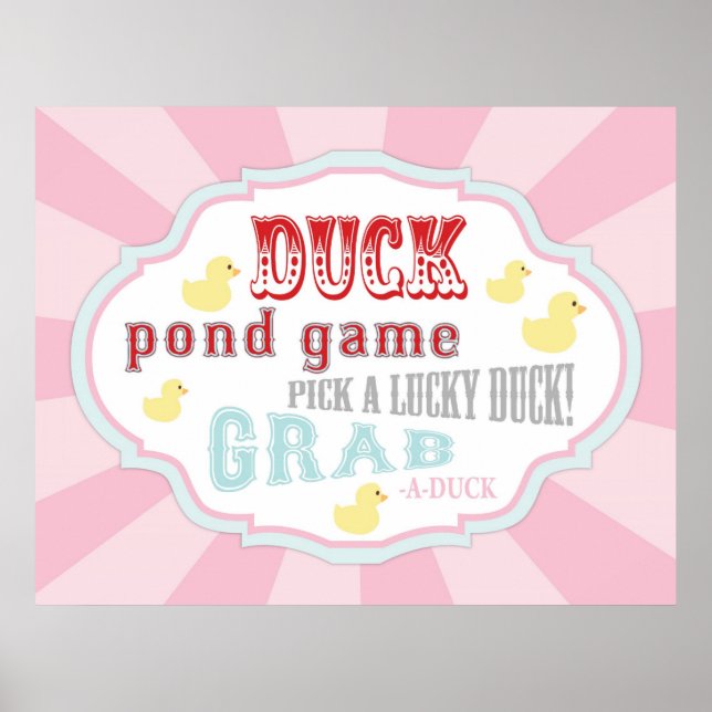 Karneval oder Circus Duck Pond Game Sign Poster (Vorne)