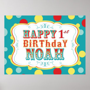 Karneval oder Circus Geburtstagsbanner Noah Poster