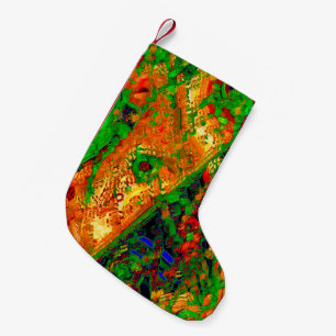 Karneval oder Party mit Maske, grün und orange Kleiner Weihnachtsstrumpf