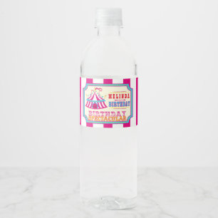 Karneval oder Zirkus, Pink-GeburtstagSpectacular Wasserflaschenetikett