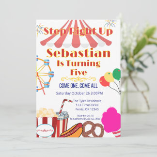 Karneval-Party Einladung mit Zelt-Top & Snacks