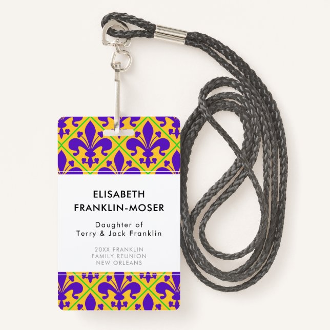 Karneval-Party-New- OrleansLilie Ausweis (Vorderseite mit Schlüsselband)