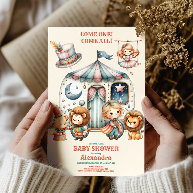 Karneval Party Rosa Circus Kinderdusche Einladung (Von Creator hochgeladen)