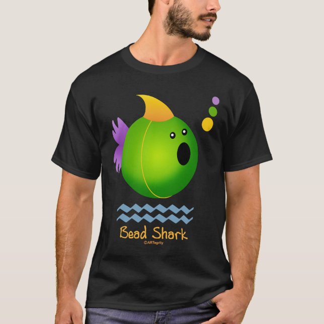 Karneval-Perlen-Haifisch (Grün) T-Shirt (Vorderseite)