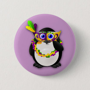 Karneval-Pinguin Button