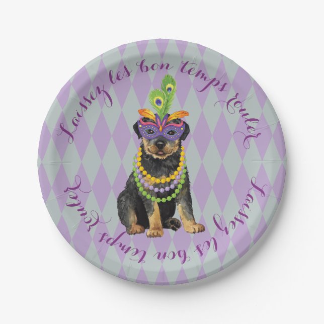 Karneval Rottweiler Pappteller (Vorderseite)