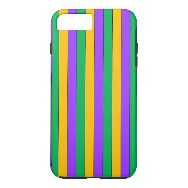 Karneval Stripes Muster-lila grünes Gelb Case-Mate iPhone Hülle (Rückseite)