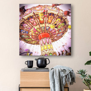 Karneval Swing Ride rosa Himmel Vintage-Foto Retro Leinwanddruck