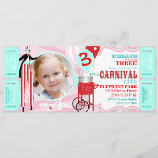 Karneval Tall Rosa Einladung