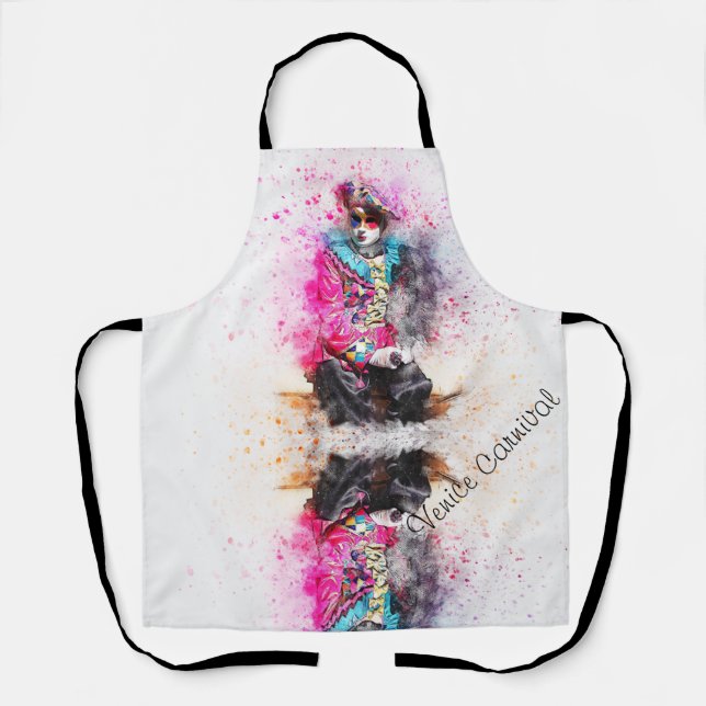 Karneval von Venedig Blauer und rosa Maskenmalerei Schürze (Vorderseite)