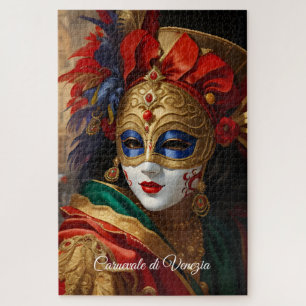 Karneval von Venedig Maske Gold Rot Blau Puzzle