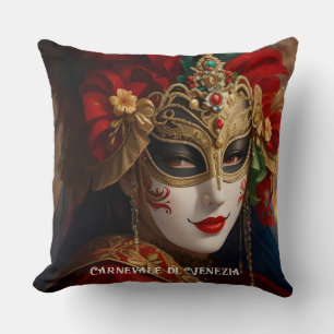 Karneval von Venedig Maske rot grün gold Kissen
