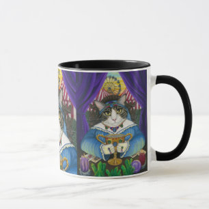 Karneval Wahrsagerin Katze Tarotkarten Kunst Tasse