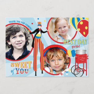 Karnevals-Stelze-Wanderer-Zuckerwatte danken Ihnen Dankeskarte