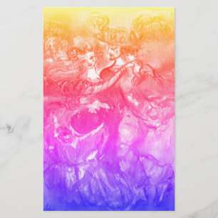 KARNEVALS-TANZ Maskerade-Tänzer-Rosa-Gelb-Blau Briefpapier