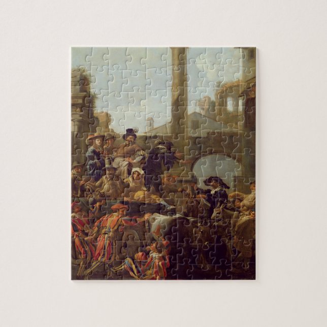 Karnevals-Zeit in Rom, 1653 (Öl auf Leinwand) Puzzle (Vertikal)