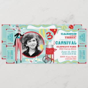 Karnevals-Zirkus-Stelze-Wanderer-Geburtstag Einladung