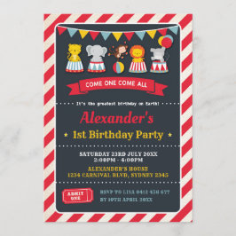 Karnevals-Zirkustier-Geburtstags-Tafel laden ein Einladung