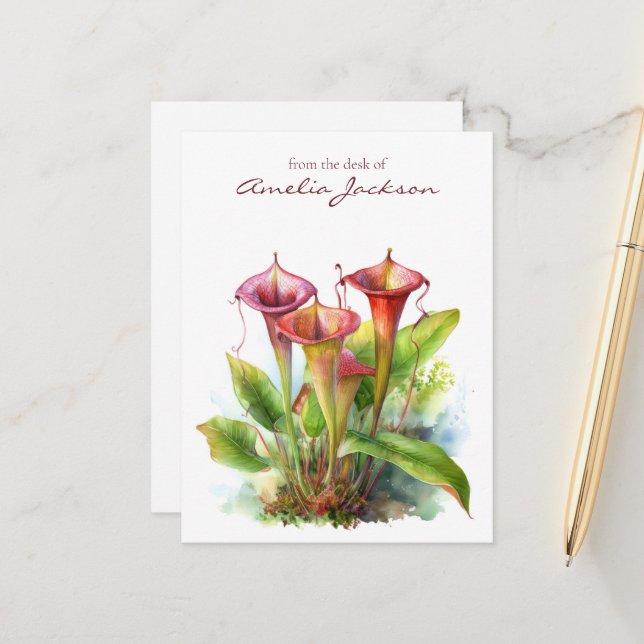 Karnevalsende Pitcher Pflanze Botanische Wasserfar Postkarte (Vorderseite/Rückseite Beispiel)