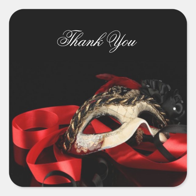 Karnevalslabel Masquerade Quadratischer Aufkleber (Vorderseite)