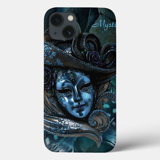 Karnevalsmaske - Fall Blue Damask iPad Case-Mate iPhone Hülle (Rückseite)