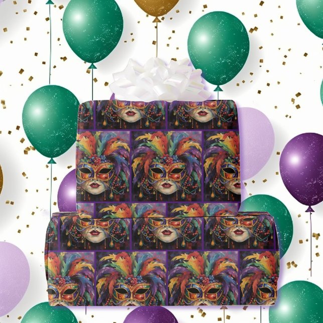 Karnevalsmaske Feathers Mardi Gras Roll of Geschenkpapier (Von Creator hochgeladen)