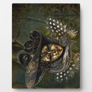 Karnevalsmaske Green Damask Foto Plaque Fotoplatte
