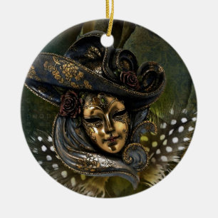 Karnevalsmaske Green Damask Ornament
