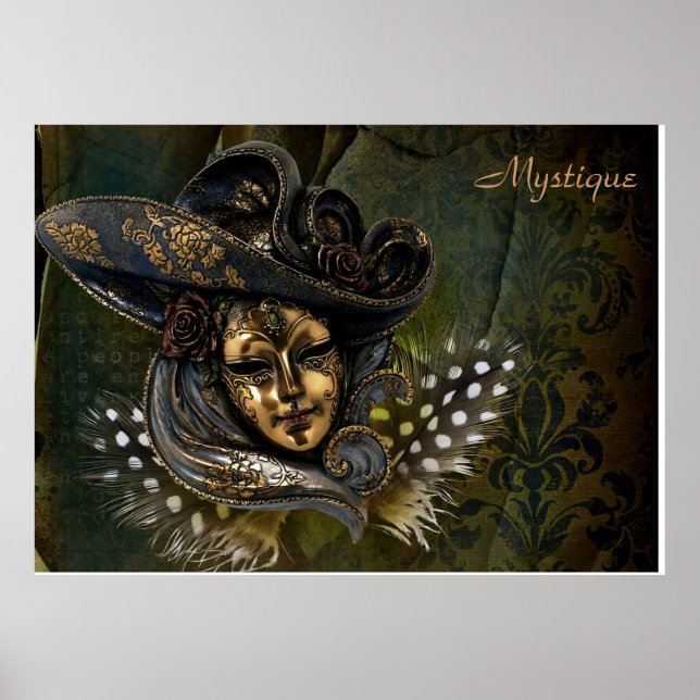 Karnevalsmaske-Green Damask Poster (Vorne)