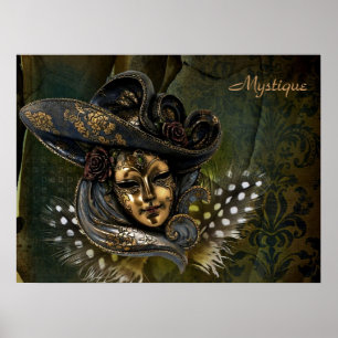 Karnevalsmaske-Green Damask Poster