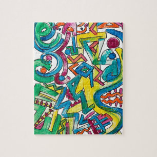Karnival-Handgemalte moderne geometrische Kunst Puzzle