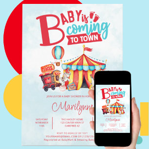 Karnival Zirkus Festival Baby Shower Einladung