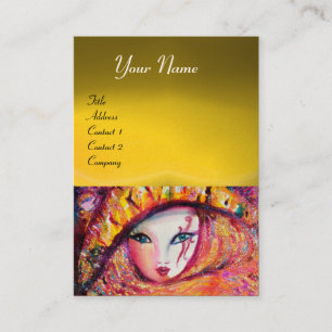 KARNIVALMASK IM GELBEN MIT ROTE ROSE ,Topaz Visitenkarte