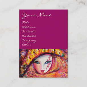 KARNIVALMASK IM GELBEN MIT ROTE ROSE VISITENKARTE