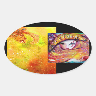 KARNIVALMASK IN GOLDGELB MIT ROTE ROSE OVALER AUFKLEBER