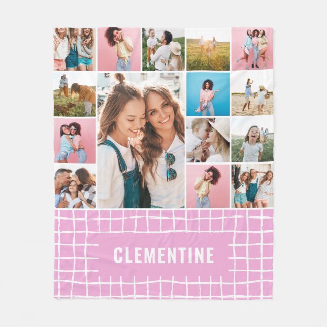 Karo 16 Foto modern minimalrosa schlicht Fleecedecke (Vorderseite)