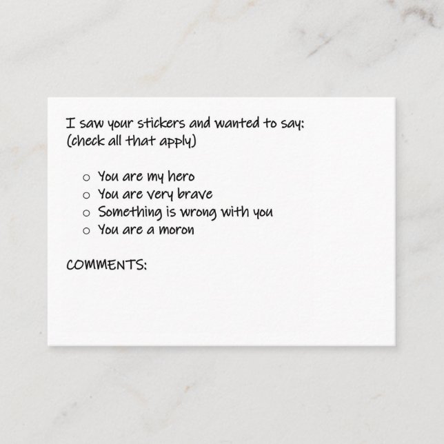 Karo alle zutreffenden visitenkarte (Vorderseite)