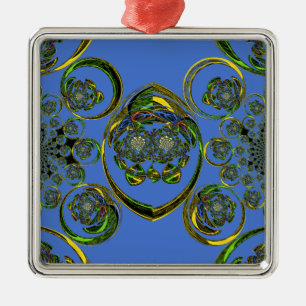 Karo aus meinen blauen Kurven Ornament Aus Metall