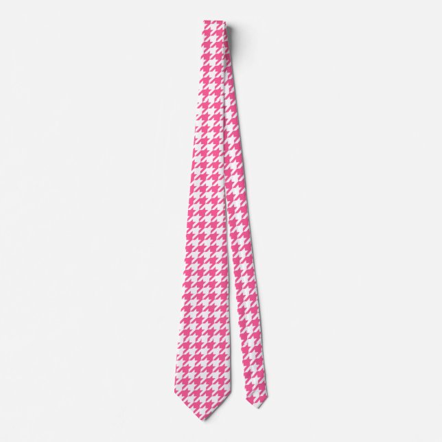 Karo aus rosa und weißem Hahnentrittmuster Krawatte (Vorderseite)