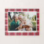 Karo aus Rot, Schwarz und Grün, Foto Puzzle<br><div class="desc">Rote,  schwarze und grüne Karo Familie Foto Geschenk. Stilvolles,  modernes und elegantes Design.</div>