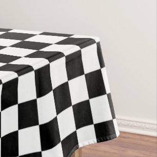 Karo aus schwarz-weiß karierter Baumwolle Tischdecke