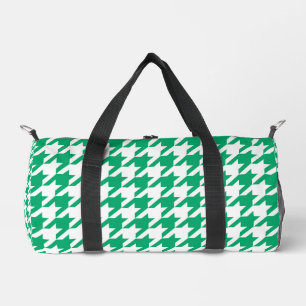 Karo aus weißem und grünem Hahnentrittmuster Duffle Bag