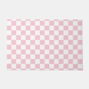 Karo Baby Pink und White Checkerboard Muster Fußmatte