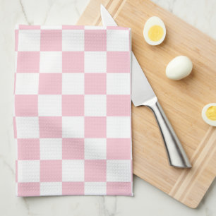 Karo Baby Pink und White Checkerboard Muster Geschirrtuch