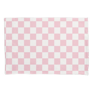 Karo Baby Pink und White Checkerboard Muster Kissenbezug