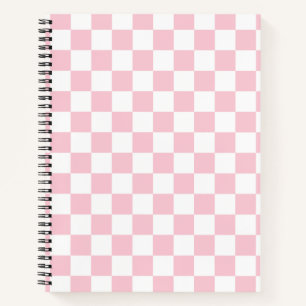 Karo Baby Pink und White Checkerboard Muster Notizbuch